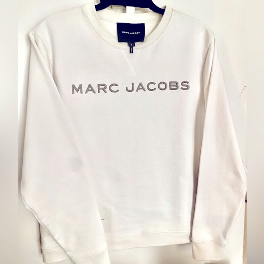 (The Sweatshirt) MARC JACOBS Crew Neck Street Style Lng Sleeves Cotton-Chalk EUC